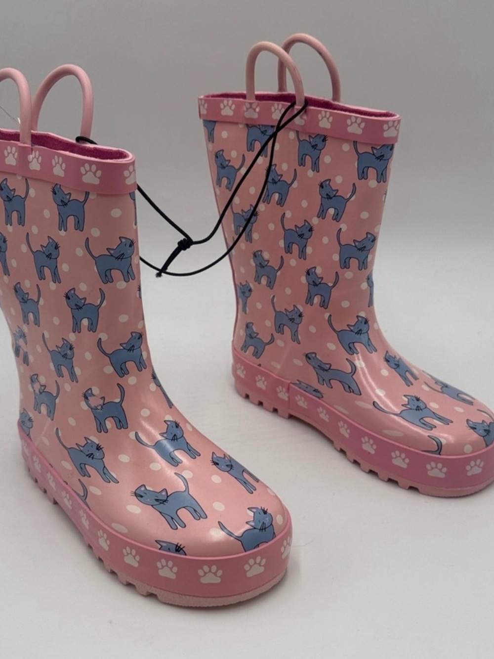 NWT Pink Kids Cat Rain Boots Size 11 - Picture 2 of 8